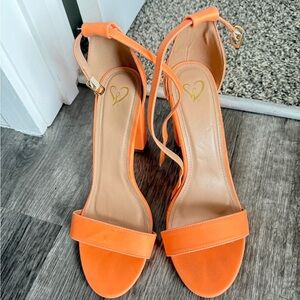 Windsor Orange Ankle‎ Strap Block Heel Sandals Party Wedding Shoes